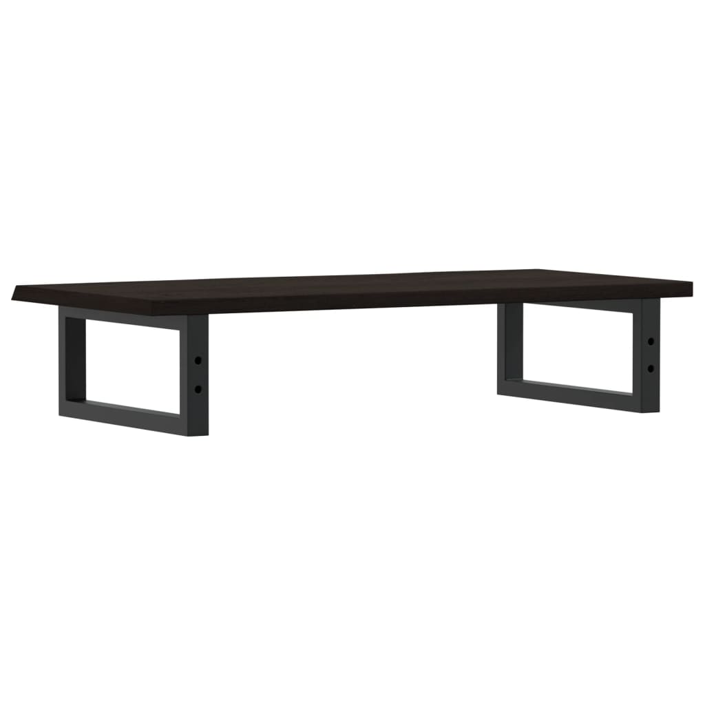 Badeværelseshylde Stål Og Massivt Egetræ Mørkebrun Og Sort