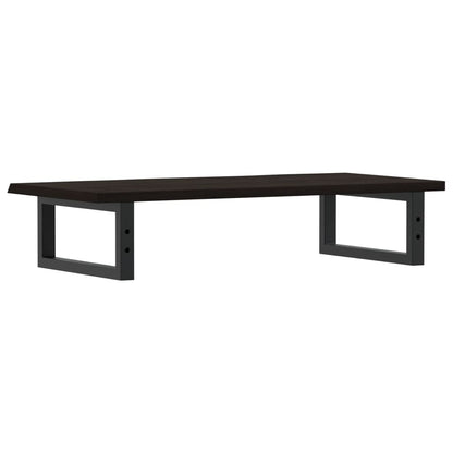 Badeværelseshylde Stål Og Massivt Egetræ Mørkebrun Og Sort