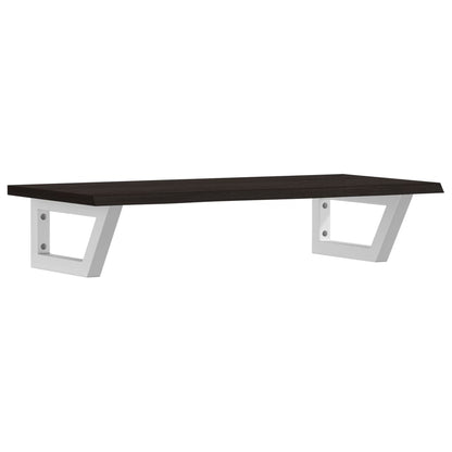 Badeværelseshylde Stål Og Massivt Egetræ Mørkebrun Og Hvid