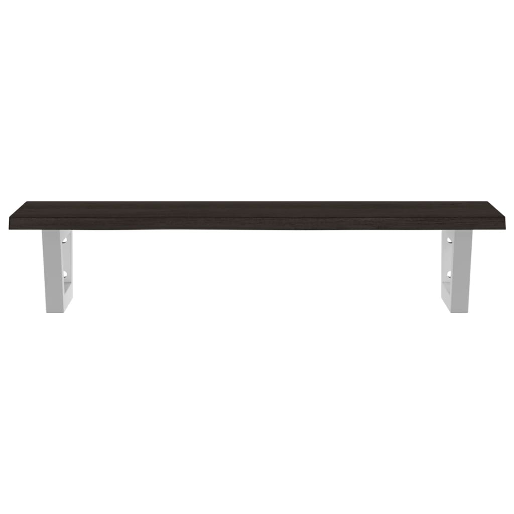 Badeværelseshylde Stål Og Massivt Egetræ Mørkebrun Og Hvid