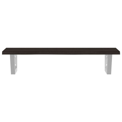 Badeværelseshylde Stål Og Massivt Egetræ Mørkebrun Og Hvid