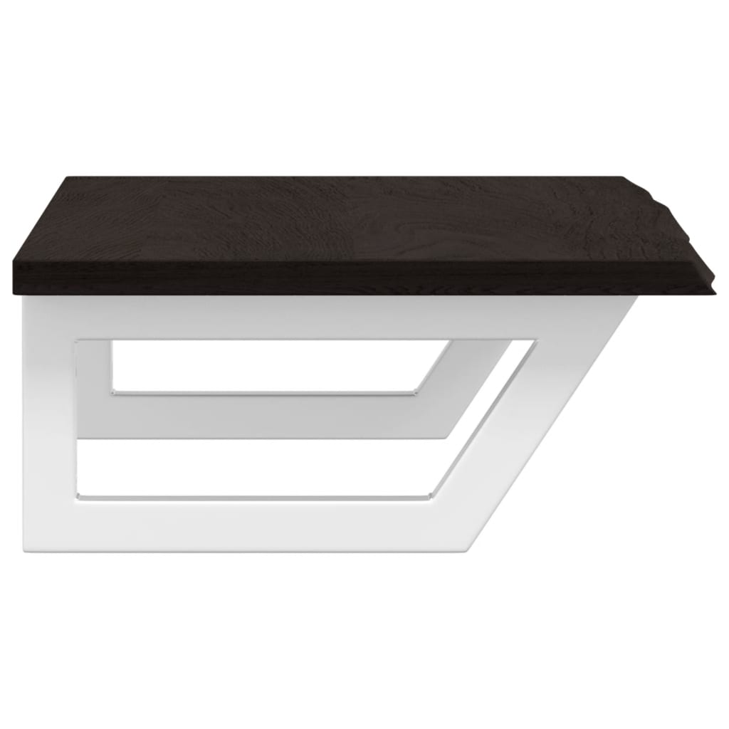 Badeværelseshylde Stål Og Massivt Egetræ Mørkebrun Og Hvid