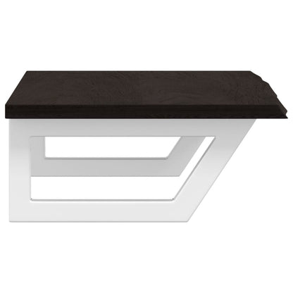 Badeværelseshylde Stål Og Massivt Egetræ Mørkebrun Og Hvid