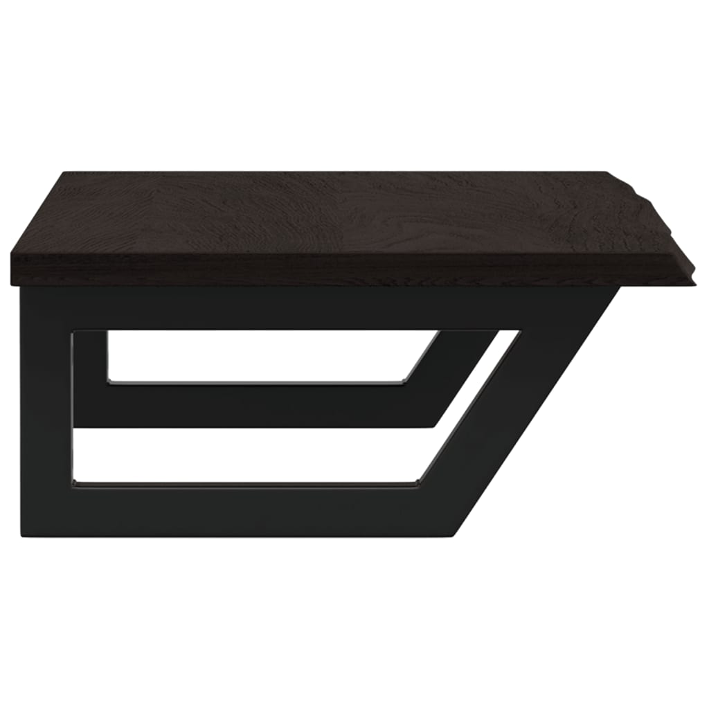 Badeværelseshylde Stål Og Massivt Egetræ Mørkebrun Og Sort