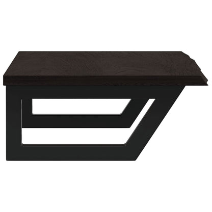 Badeværelseshylde Stål Og Massivt Egetræ Mørkebrun Og Sort