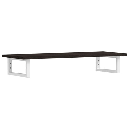 Badeværelseshylde Stål Og Massivt Egetræ Mørkebrun Og Hvid