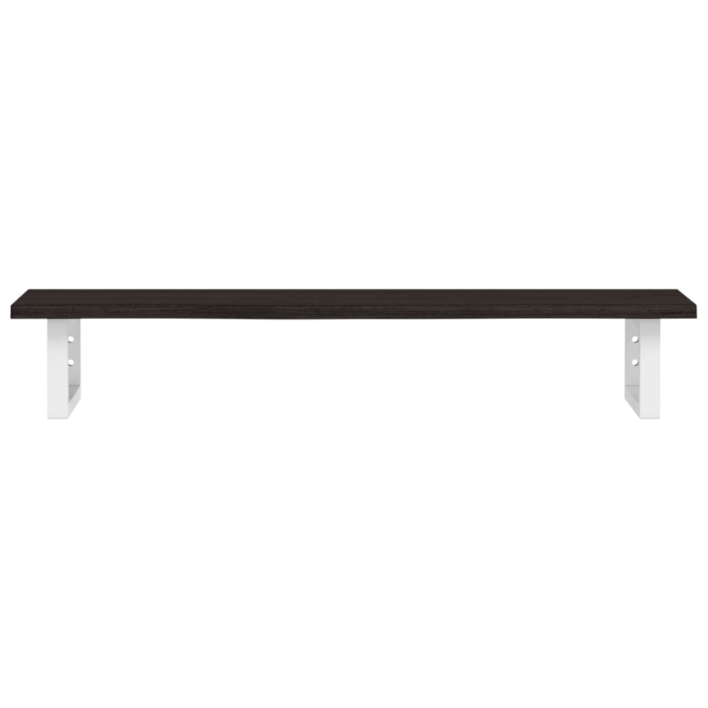 Badeværelseshylde Stål Og Massivt Egetræ Mørkebrun Og Hvid