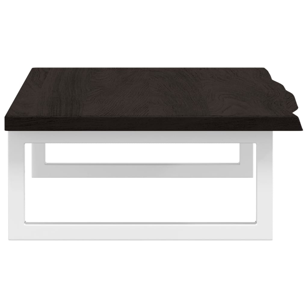 Badeværelseshylde Stål Og Massivt Egetræ Mørkebrun Og Hvid