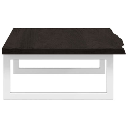 Badeværelseshylde Stål Og Massivt Egetræ Mørkebrun Og Hvid