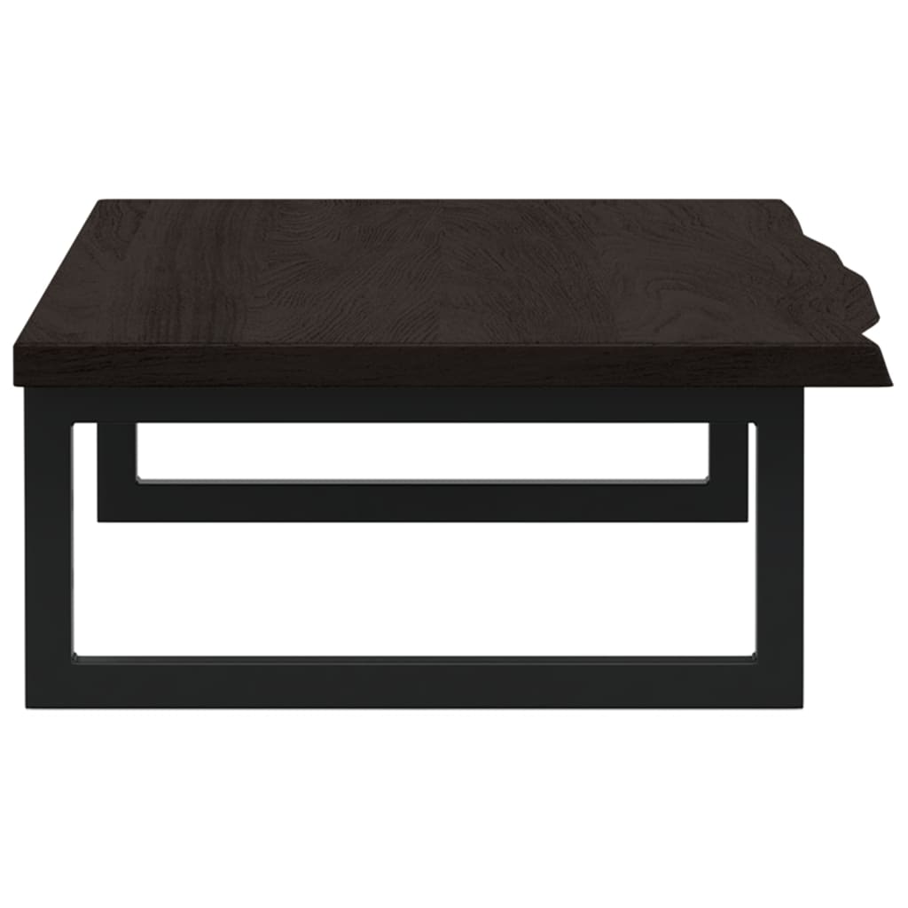 Badeværelseshylde Stål Og Massivt Egetræ Mørkebrun Og Sort