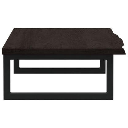 Badeværelseshylde Stål Og Massivt Egetræ Mørkebrun Og Sort