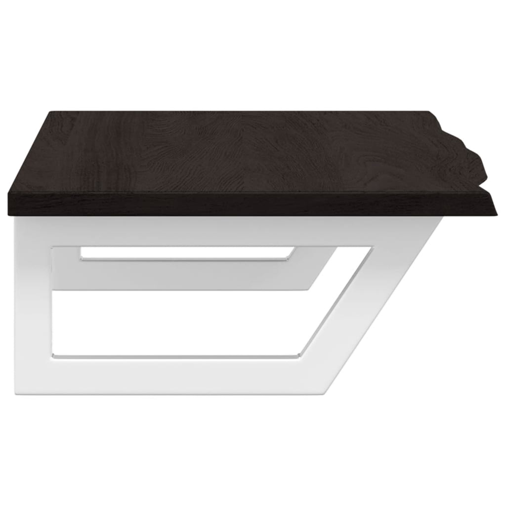 Badeværelseshylde Stål Og Massivt Egetræ Mørkebrun Og Hvid