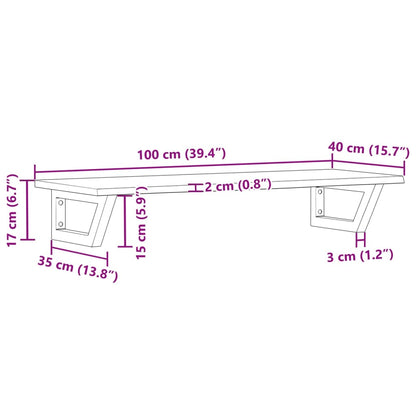 Badeværelseshylde Stål Og Massivt Egetræ Mørkebrun Og Hvid