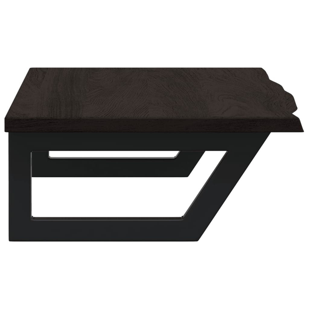 Badeværelseshylde Stål Og Massivt Egetræ Mørkebrun Og Sort