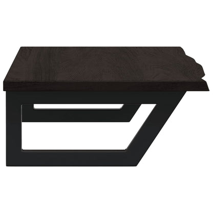 Badeværelseshylde Stål Og Massivt Egetræ Mørkebrun Og Sort