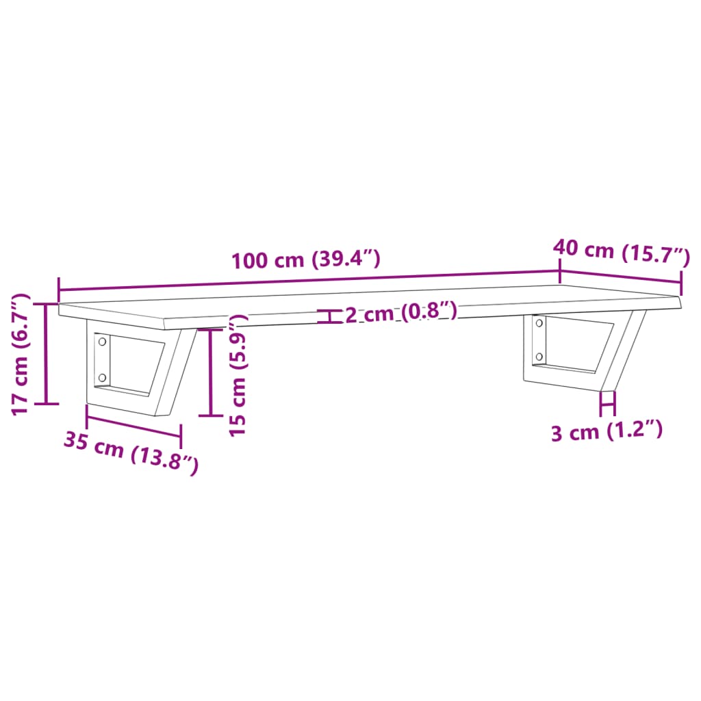 Badeværelseshylde Stål Og Massivt Egetræ Mørkebrun Og Sort