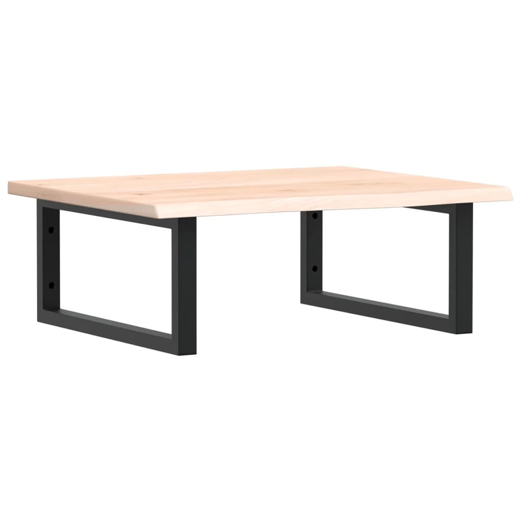 Badeværelseshylde Stål Og Massivt Egetræ Brun Og Sort