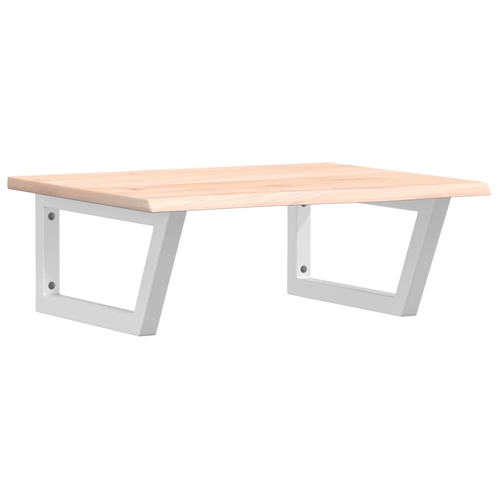 Badeværelseshylde Stål Og Massivt Egetræ Brun Og Hvid