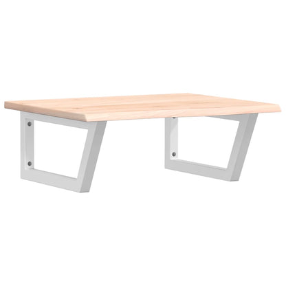 Badeværelseshylde Stål Og Massivt Egetræ Brun Og Hvid