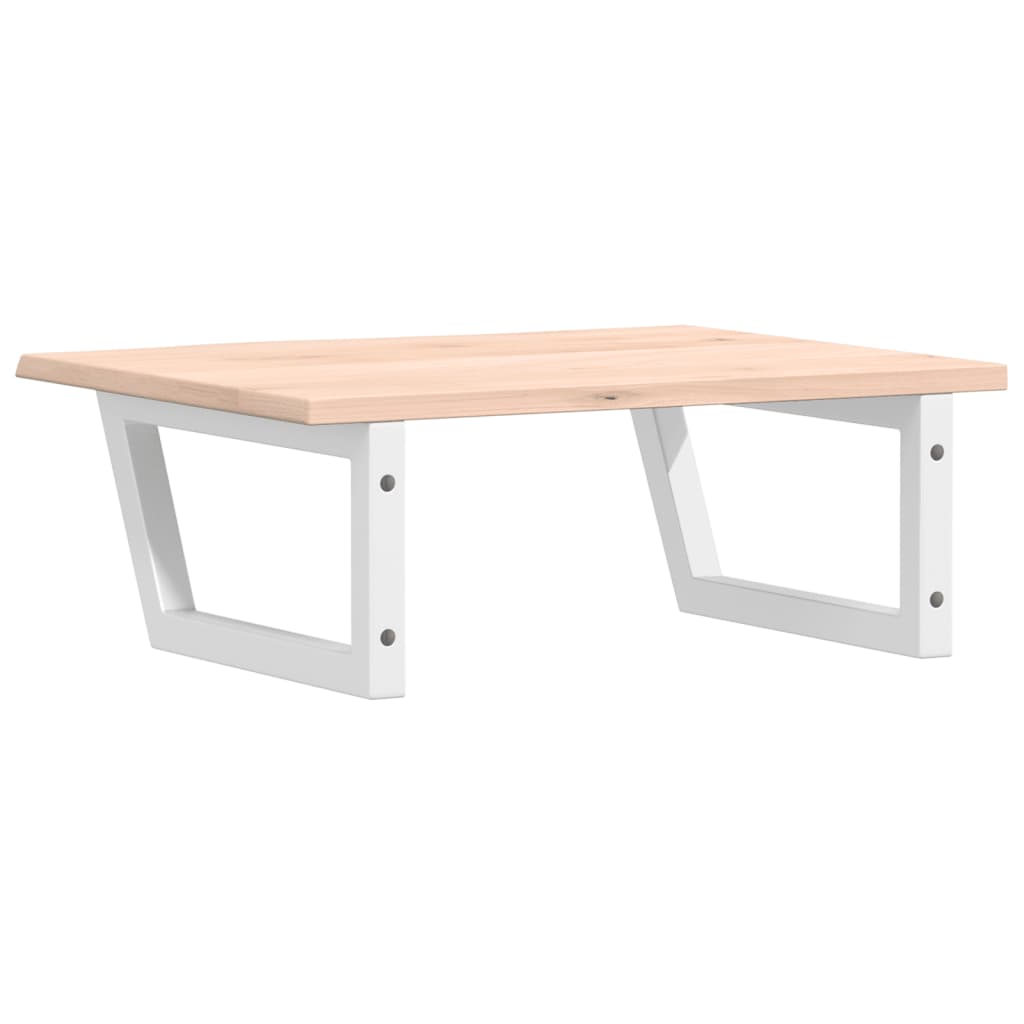 Badeværelseshylde Stål Og Massivt Egetræ Brun Og Hvid