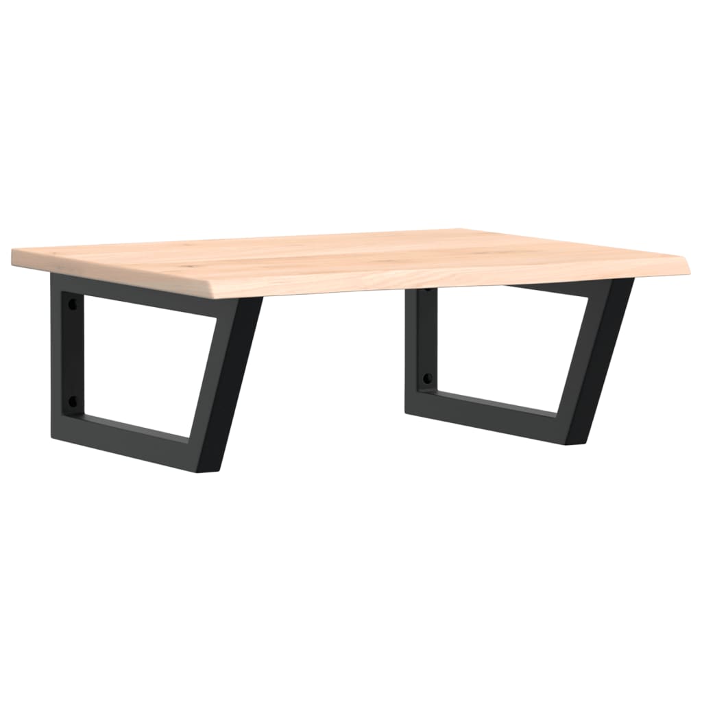 Badeværelseshylde Stål Og Massivt Egetræ Brun Og Sort