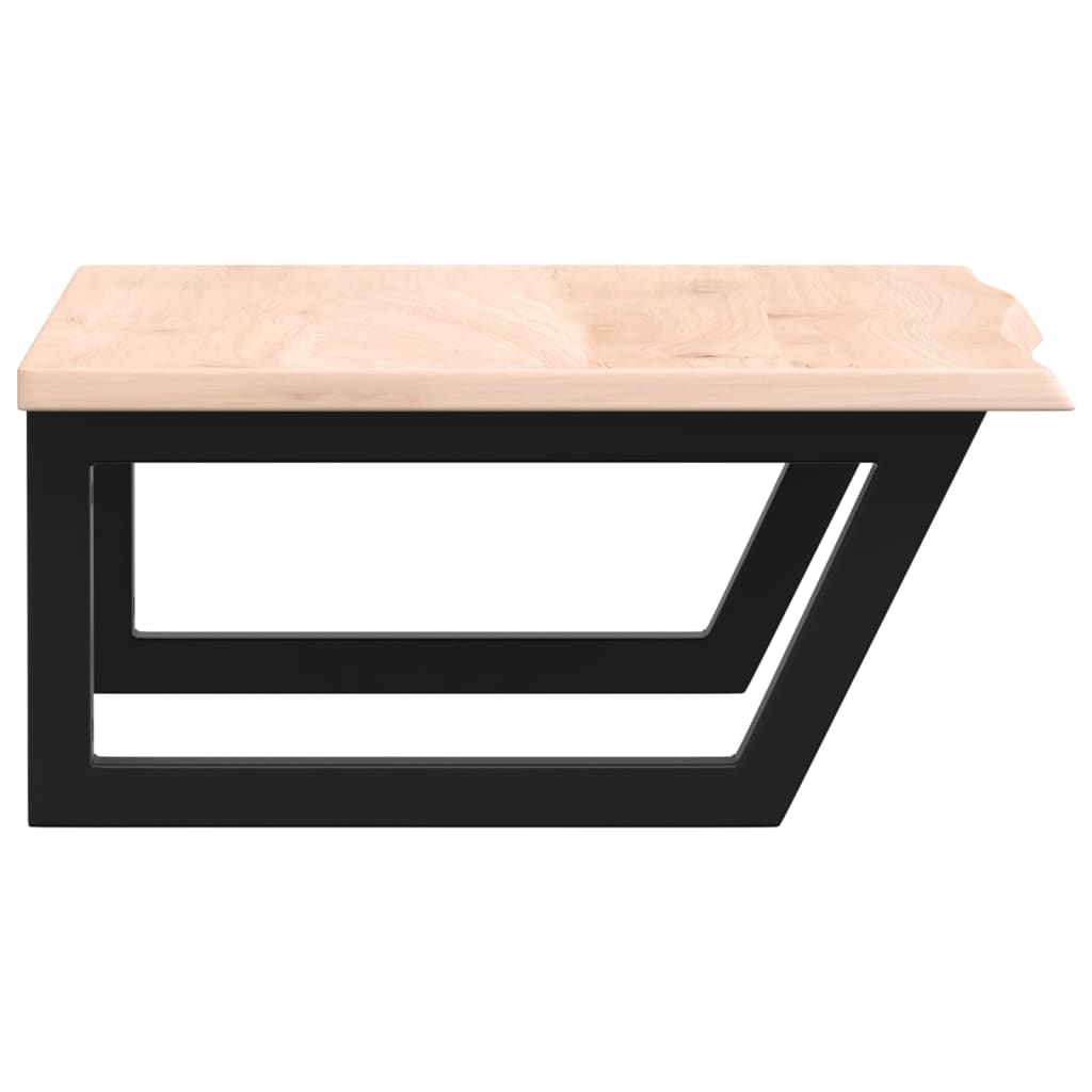 Badeværelseshylde Stål Og Massivt Egetræ Brun Og Sort