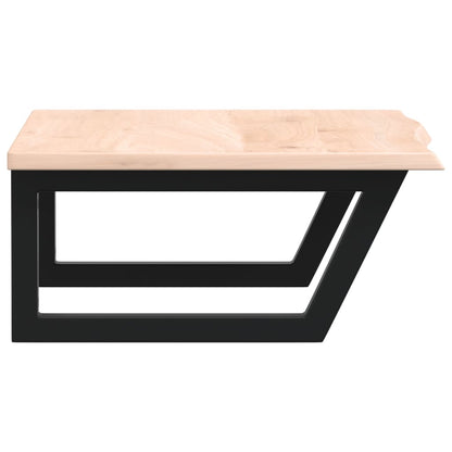 Badeværelseshylde Stål Og Massivt Egetræ Brun Og Sort