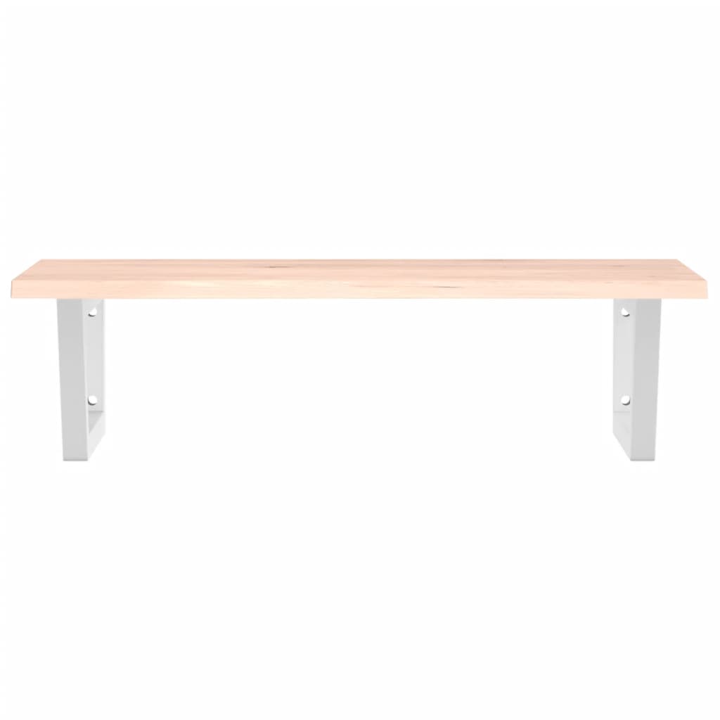 Badeværelseshylde Stål Og Massivt Egetræ Brun Og Hvid