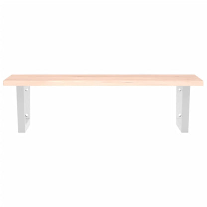 Badeværelseshylde Stål Og Massivt Egetræ Brun Og Hvid