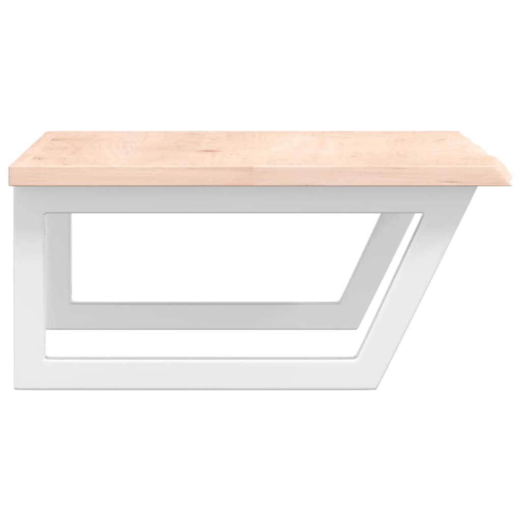 Badeværelseshylde Stål Og Massivt Egetræ Brun Og Hvid