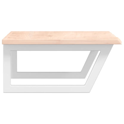 Badeværelseshylde Stål Og Massivt Egetræ Brun Og Hvid