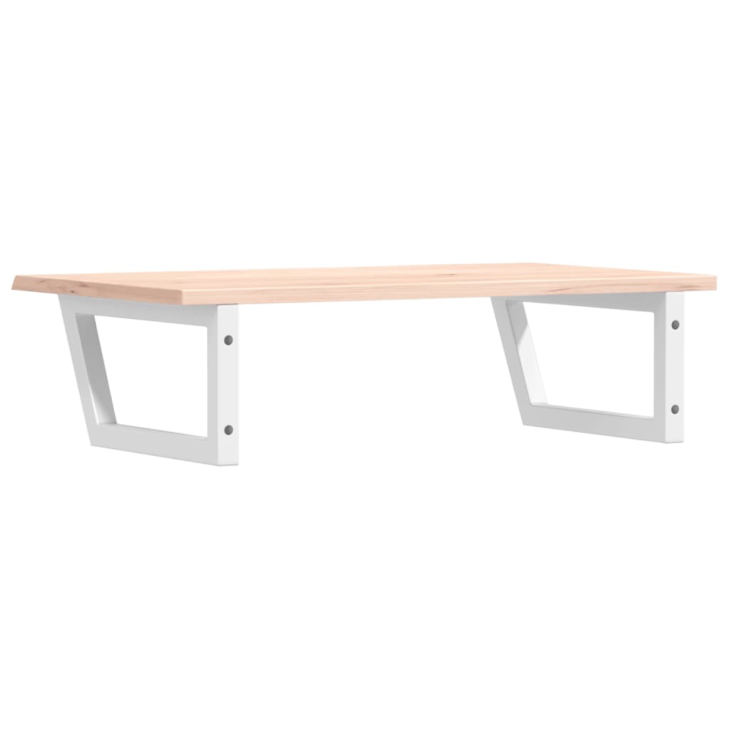 Badeværelseshylde Stål Og Massivt Egetræ Brun Og Hvid