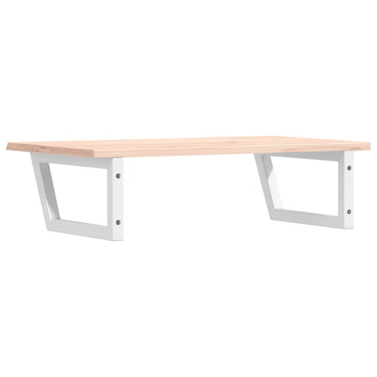 Badeværelseshylde Stål Og Massivt Egetræ Brun Og Hvid