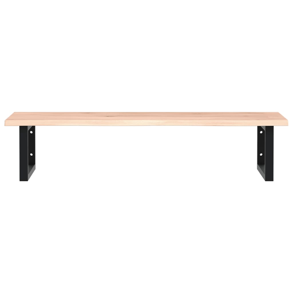 Badeværelseshylde Stål Og Massivt Egetræ Brun Og Sort