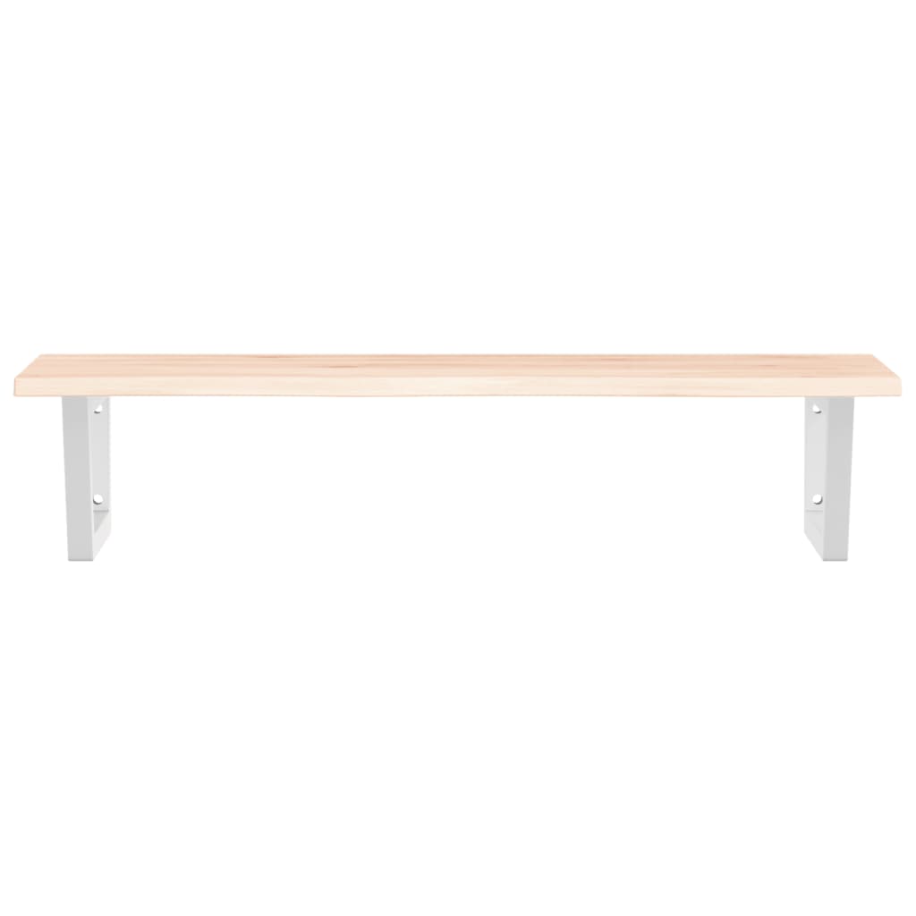 Badeværelseshylde Stål Og Massivt Egetræ Brun Og Hvid