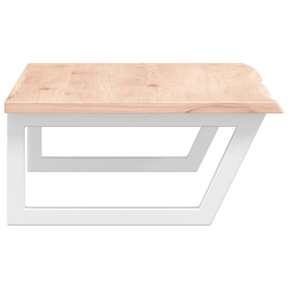 Badeværelseshylde Stål Og Massivt Egetræ Brun Og Hvid