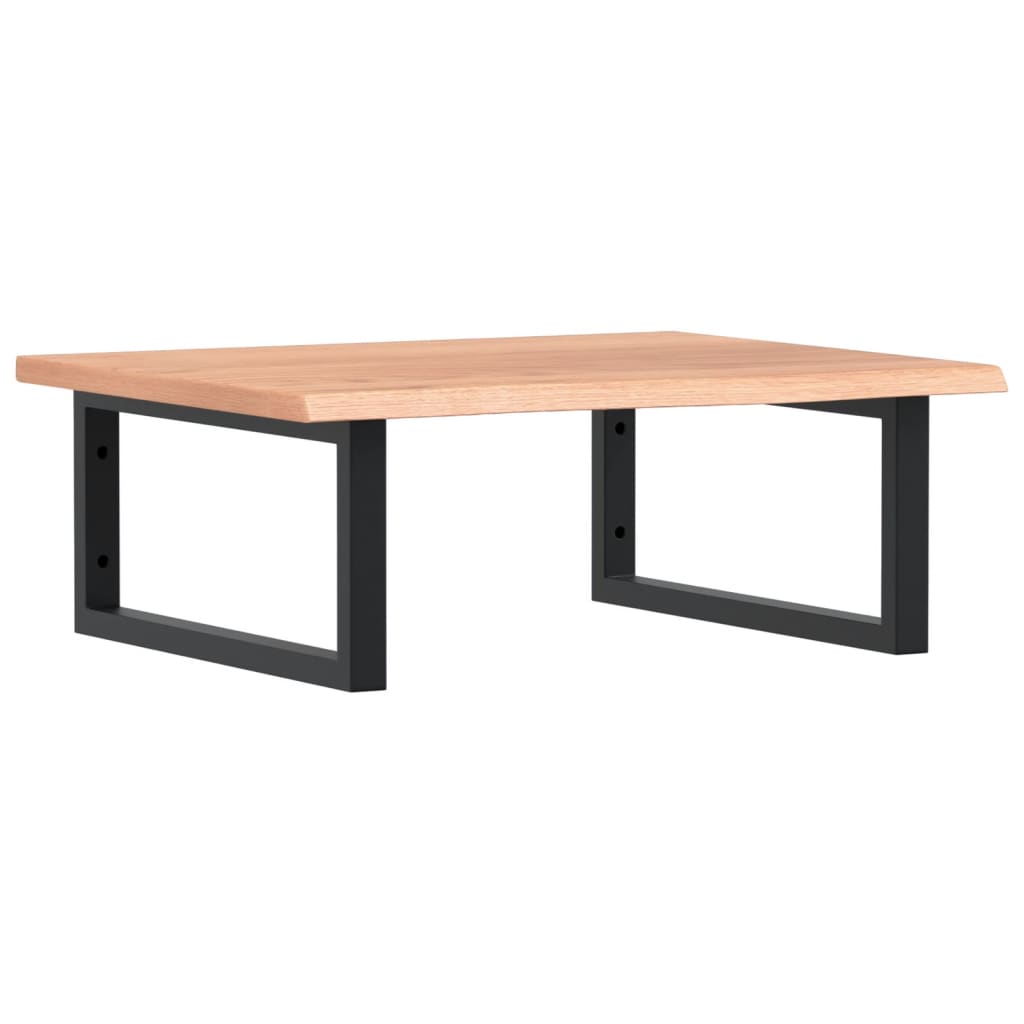 Badeværelseshylde Stål Og Massivt Egetræ Lysebrun Og Sort