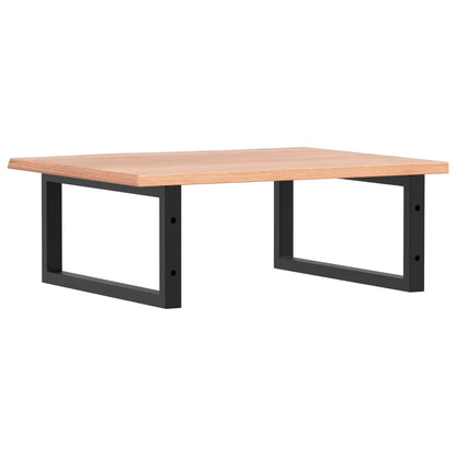 Badeværelseshylde Stål Og Massivt Egetræ Lysebrun Og Sort