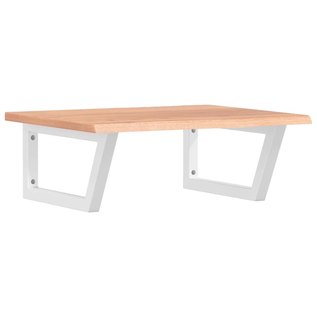 Badeværelseshylde Stål Og Massivt Egetræ Lysebrun Og Hvid