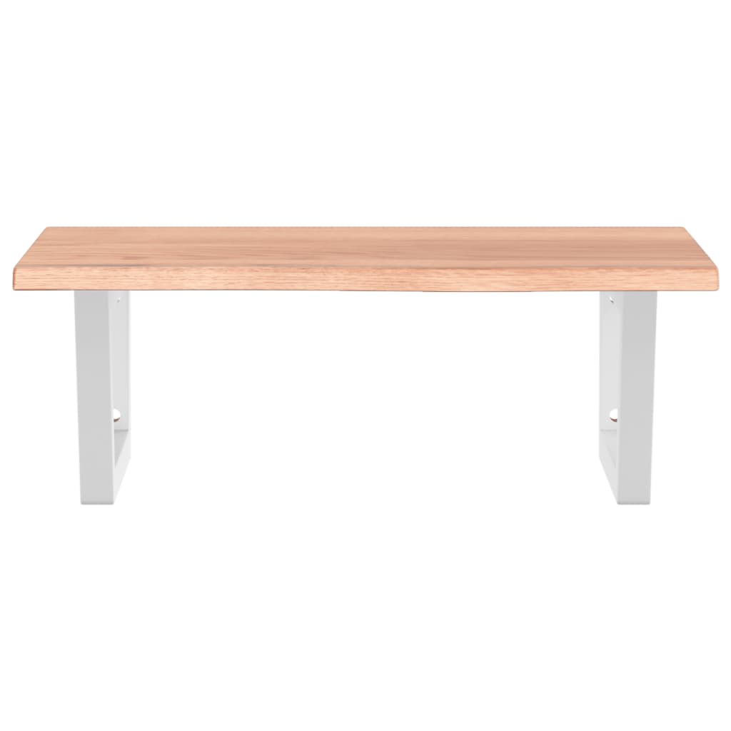 Badeværelseshylde Stål Og Massivt Egetræ Lysebrun Og Hvid