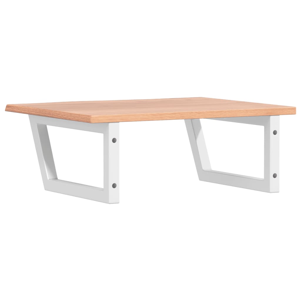 Badeværelseshylde Stål Og Massivt Egetræ Lysebrun Og Hvid