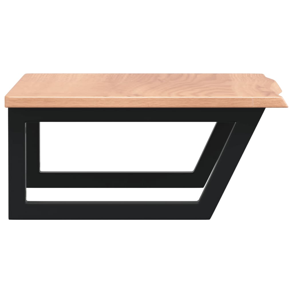 Badeværelseshylde Stål Og Massivt Egetræ Lysebrun Og Sort