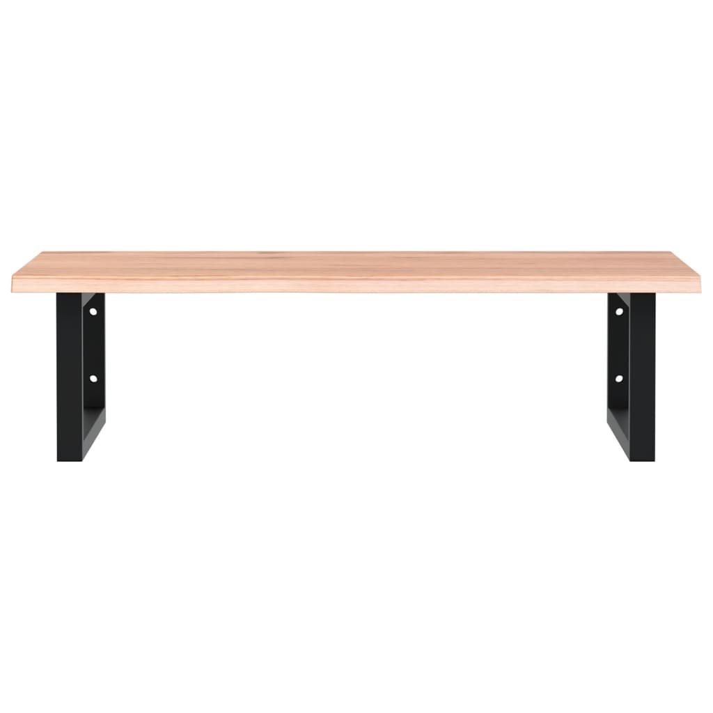 Badeværelseshylde Stål Og Massivt Egetræ Lysebrun Og Sort