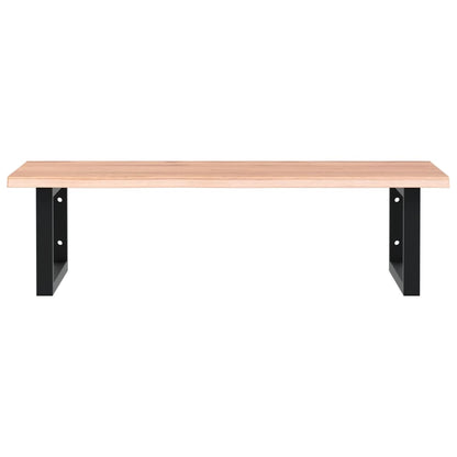 Badeværelseshylde Stål Og Massivt Egetræ Lysebrun Og Sort