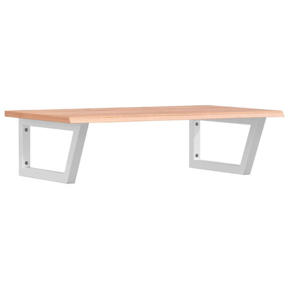 Badeværelseshylde Stål Og Massivt Egetræ Lysebrun Og Hvid