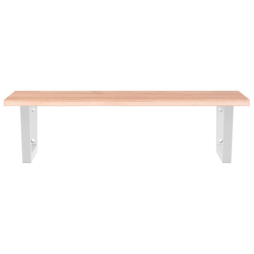 Badeværelseshylde Stål Og Massivt Egetræ Lysebrun Og Hvid