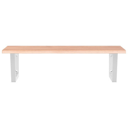 Badeværelseshylde Stål Og Massivt Egetræ Lysebrun Og Hvid