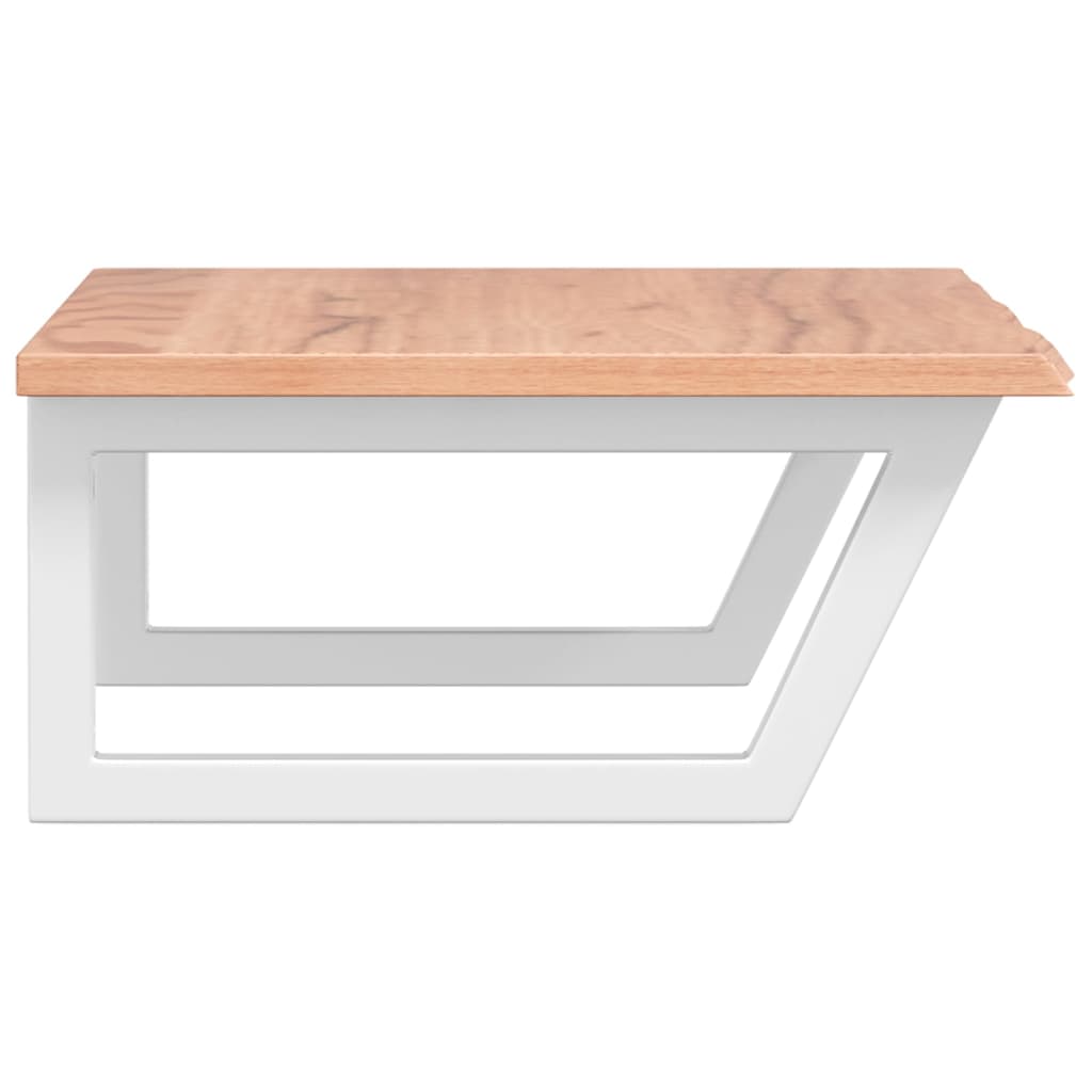 Badeværelseshylde Stål Og Massivt Egetræ Lysebrun Og Hvid