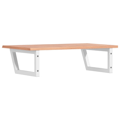 Badeværelseshylde Stål Og Massivt Egetræ Lysebrun Og Hvid