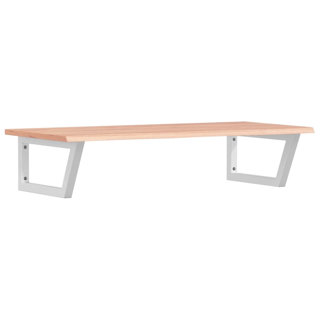 Badeværelseshylde Stål Og Massivt Egetræ Lysebrun Og Hvid